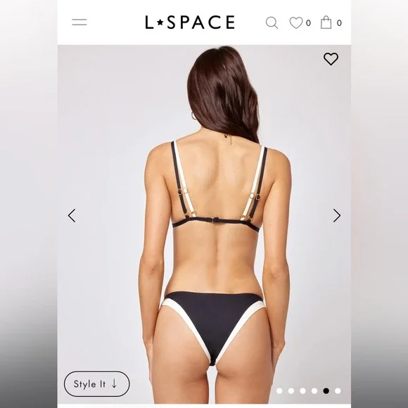 Lspace Black/White Seamless Bikini Size Small